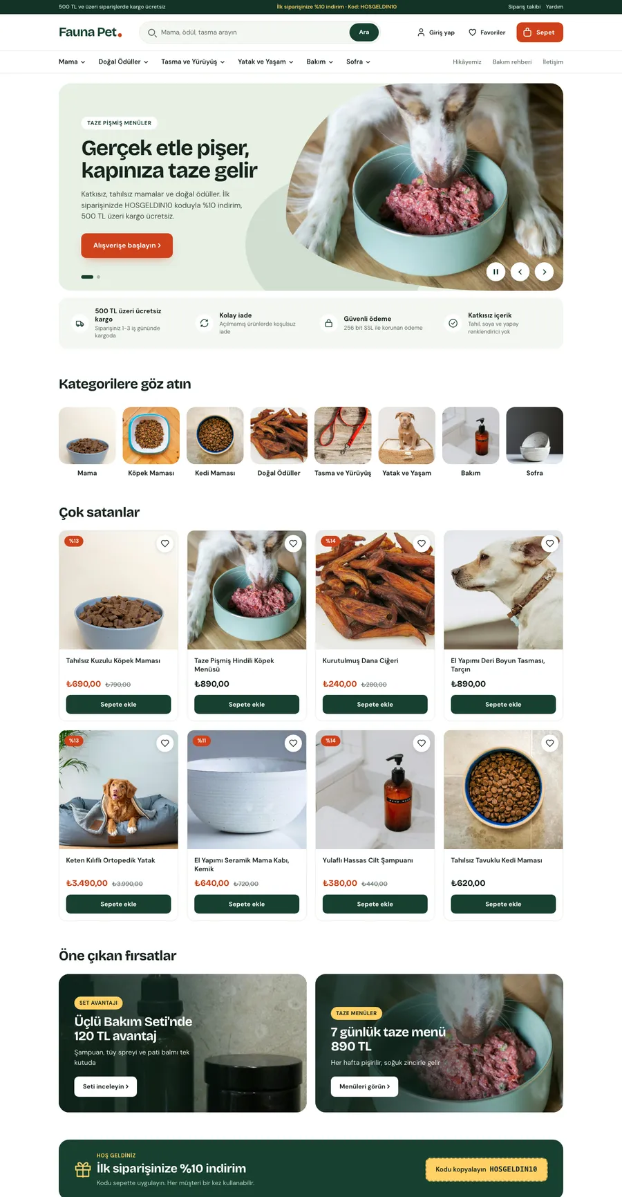 Fauna konsept e-ticaret sitesi tasarımı