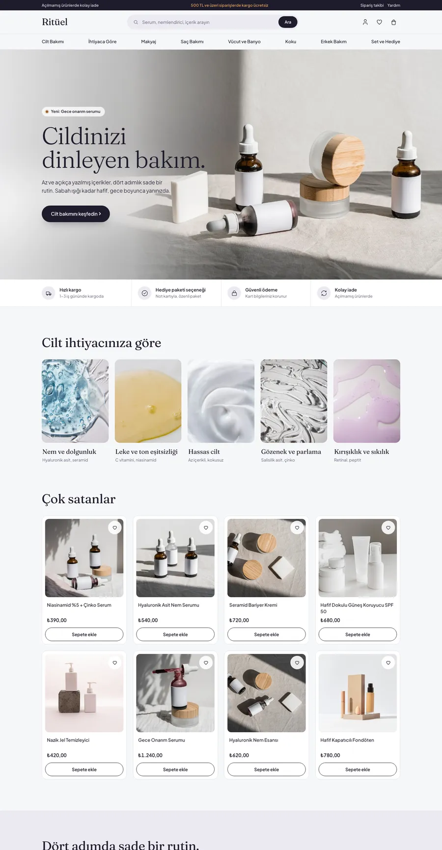 Ritüel konsept e-ticaret sitesi tasarımı